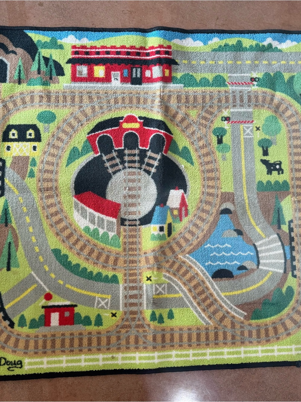 Melissa & Doug Kids Play Rug Train Track in Red, Yellow, Green, Blue, Black